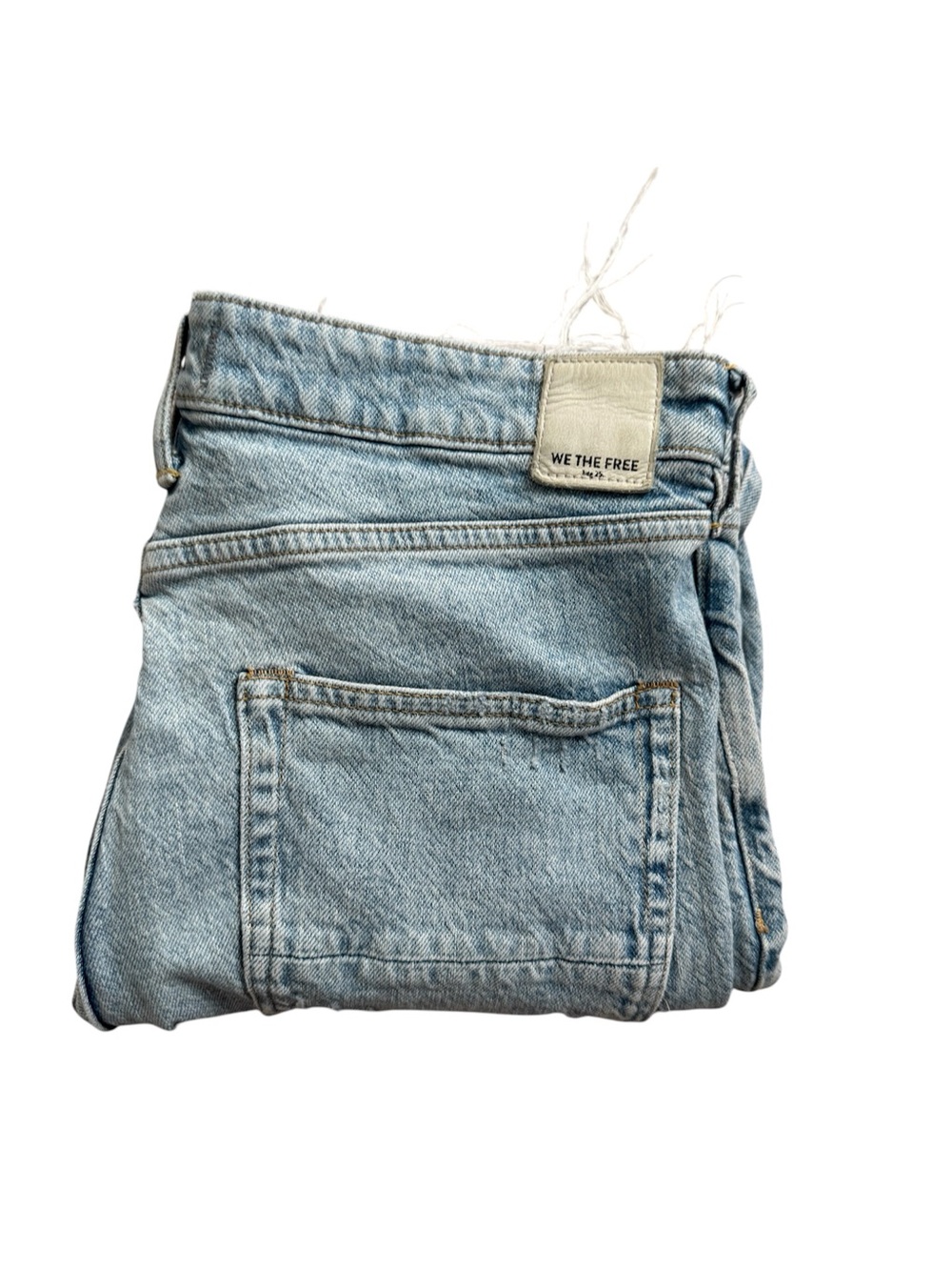 We The Free Light Wash Stretch Raw Hem Skinny High Rise Crop Ankle Jeans